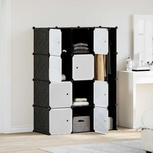 Armadio Modulare con 9 Scomparti 109x36,5x143 cm Nero e Bianco - homemem39