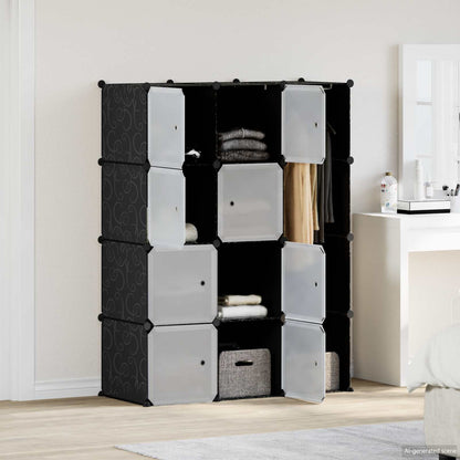 Armadio Modulare con 9 Scomparti 109x36,5x143 cm Nero e Bianco