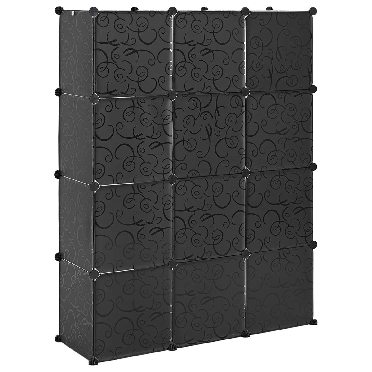 Armadio Modulare con 9 Scomparti 109x36,5x143 cm Nero e Bianco
