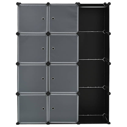 Armadio Modulare con 9 Scomparti 109x36,5x143 cm Nero e Bianco