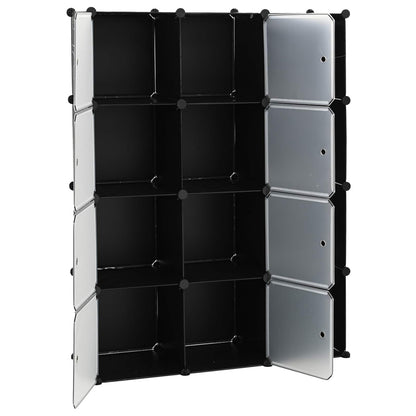 Armadio Modulare con 9 Scomparti 109x36,5x143 cm Nero e Bianco
