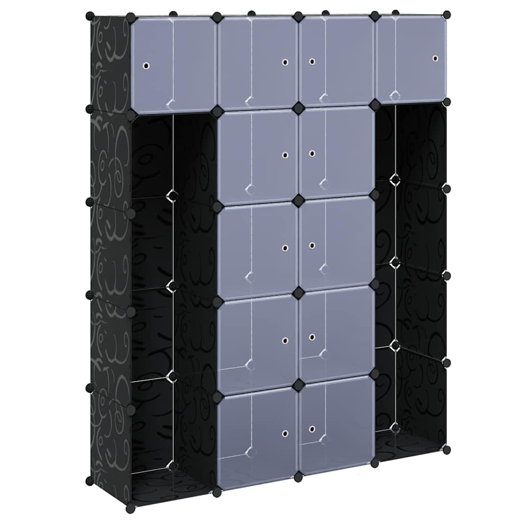 Armadietto Modulare 14 Scomparti Nero e Bianco 37x146x180,5 cm | homemem39