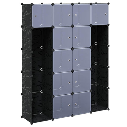 Armadietto Modulare 14 Scomparti Nero e Bianco 37x146x180,5 cm | homemem39