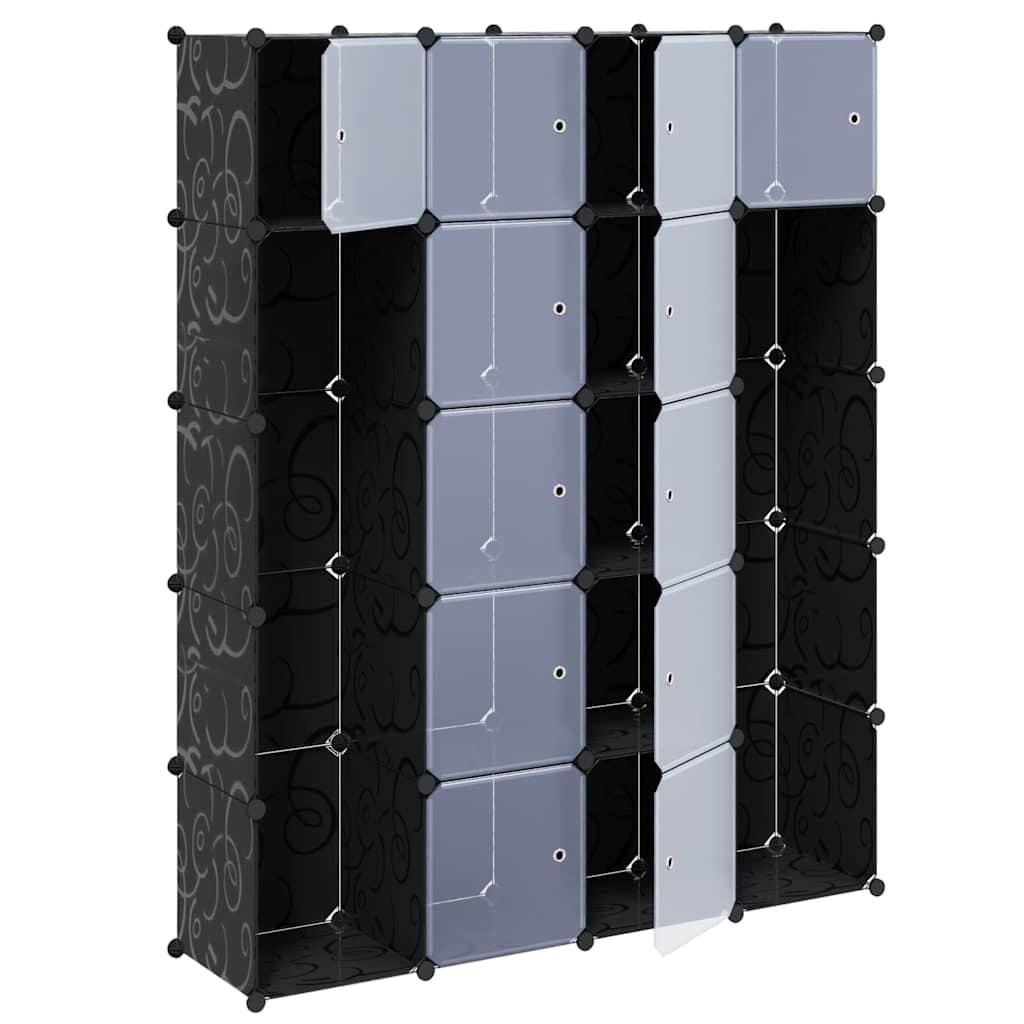 Armadietto Modulare 14 Scomparti Nero e Bianco 37x146x180,5 cm | homemem39