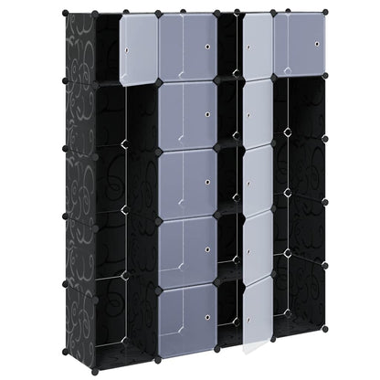 Armadietto Modulare 14 Scomparti Nero e Bianco 37x146x180,5 cm | homemem39
