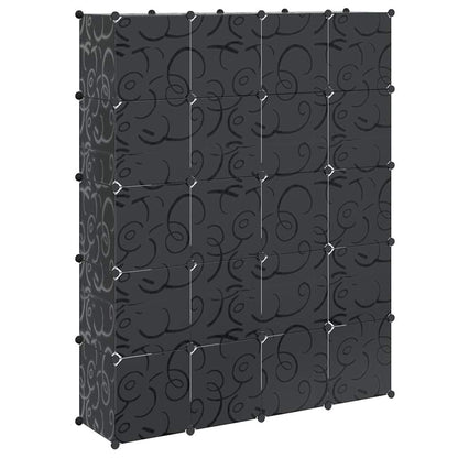 Armadietto Modulare 14 Scomparti Nero e Bianco 37x146x180,5 cm | homemem39