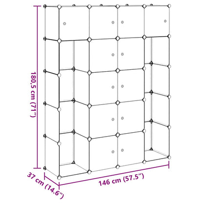 Armadietto Modulare 14 Scomparti Nero e Bianco 37x146x180,5 cm | homemem39