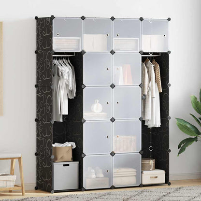 Armadietto Modulare 14 Scomparti Nero e Bianco 37x146x180,5 cm | homemem39