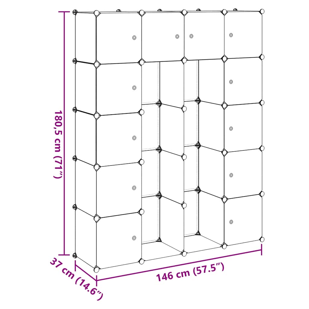 Armadietto Modulare 14 Scomparti Bianco 37 x 146 x 180,5 cm | homemem39