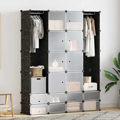 Armadietto Modulare 18 Scomparti Nero e Bianco 37x146x180,5 cm