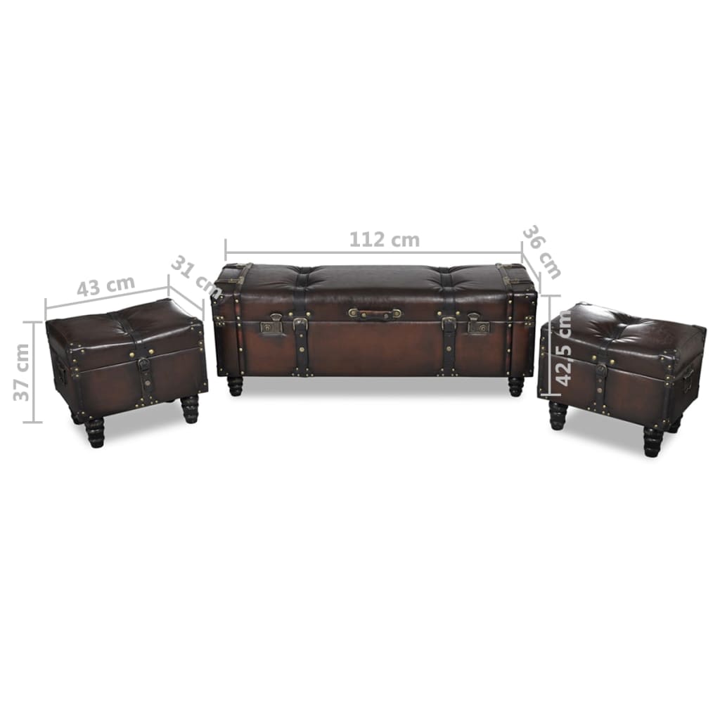 Cassapanca Set 3 pz Marrone | homemem39