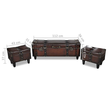 Cassapanca Set 3 pz Marrone | homemem39