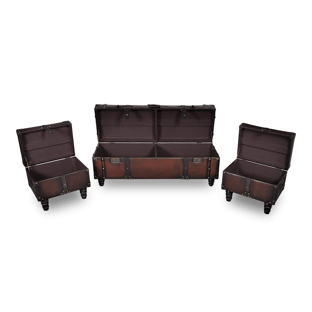 Cassapanca Set 3 pz Marrone