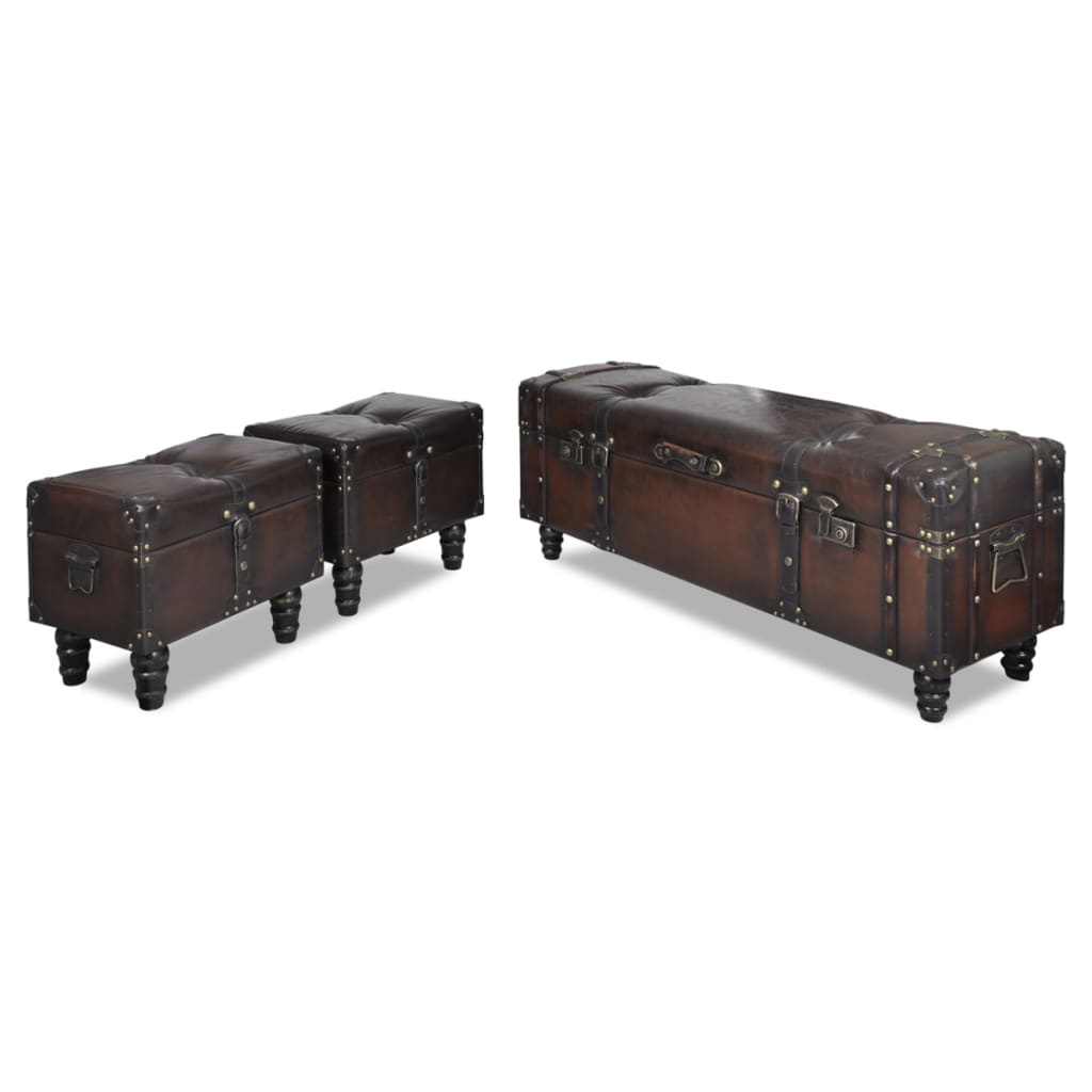 Cassapanca Set 3 pz Marrone | homemem39