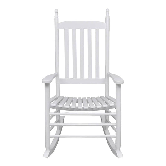 Sedia a Dondolo con Sedile Curvo Bianco in Legno | homemem39