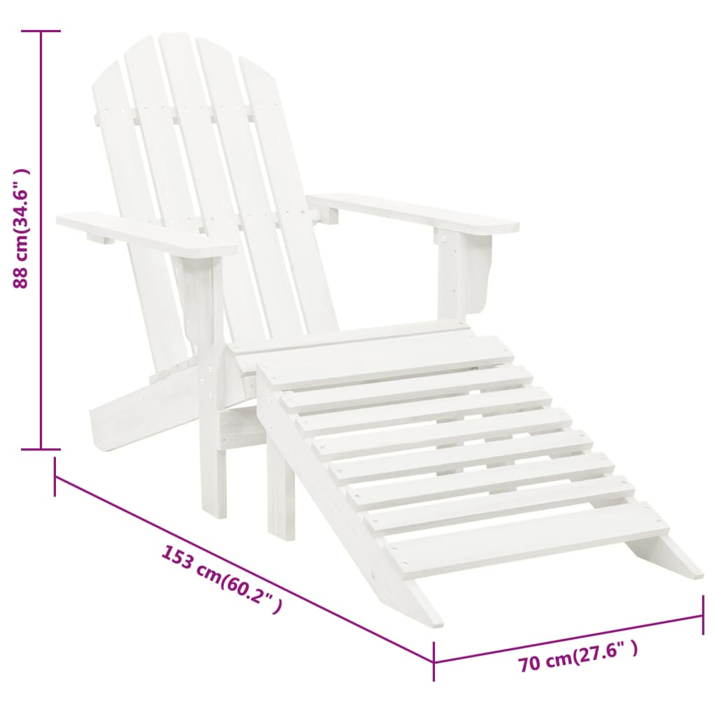 Sedia da Giardino con Poggiagambe in Legno Bianco | homemem39