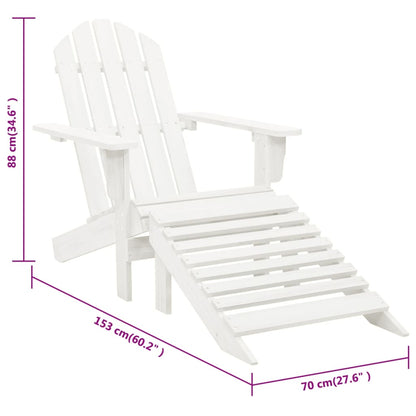 Sedia da Giardino con Poggiagambe in Legno Bianco - homemem39