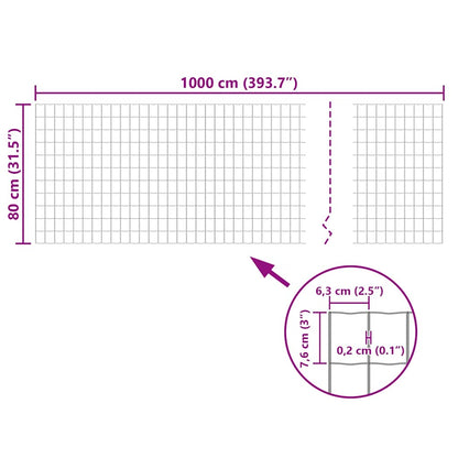 Recinzione Europea in Acciaio 10 x 0,8 m Verde - homemem39