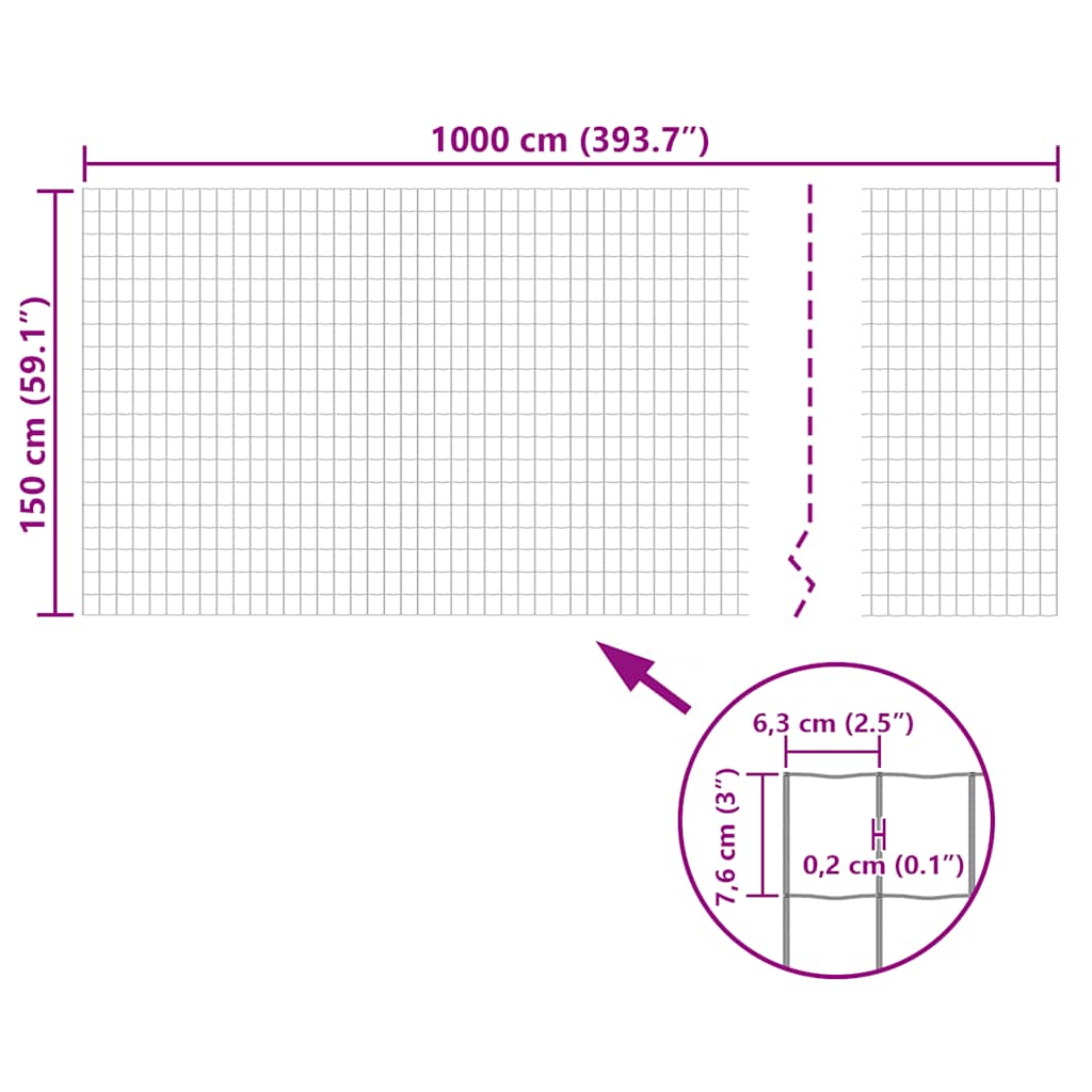 Recinzione Europea in Acciaio 10 x 1,5 m Verde - homemem39