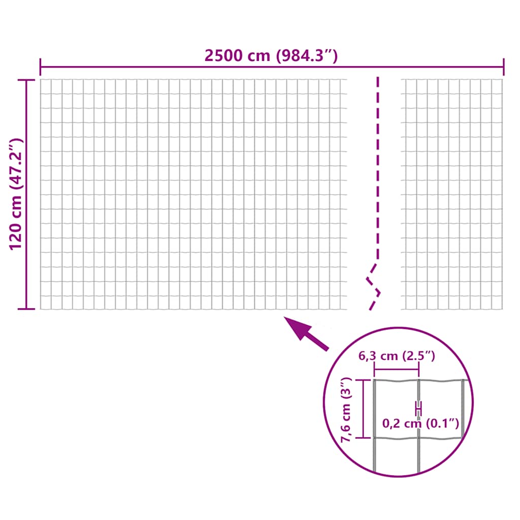 Recinzione Europea in Acciaio 25 x 1,2 m Verde - homemem39