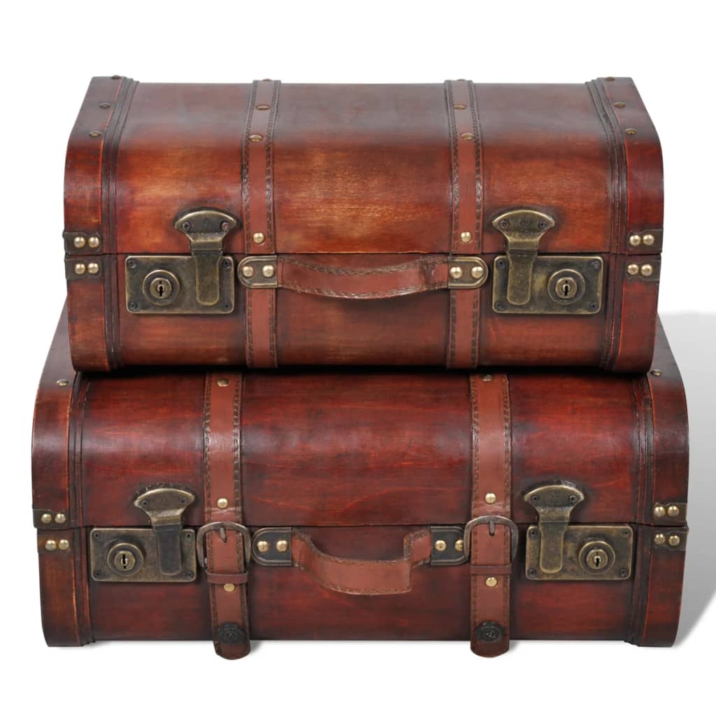 Baule del Tesoro in Legno 2 pz Vintage Marrone - homemem39