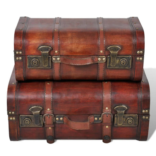 Baule del Tesoro in Legno 2 pz Vintage Marrone - homemem39