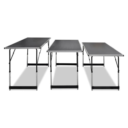 Tavolo da Lavoro Set 3 pz Pieghevole Altezza Regolabile - homemem39