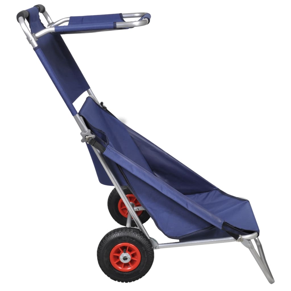 Carrello per la Spiaggia con Ruote Portatile Pieghevole Blu | homemem39