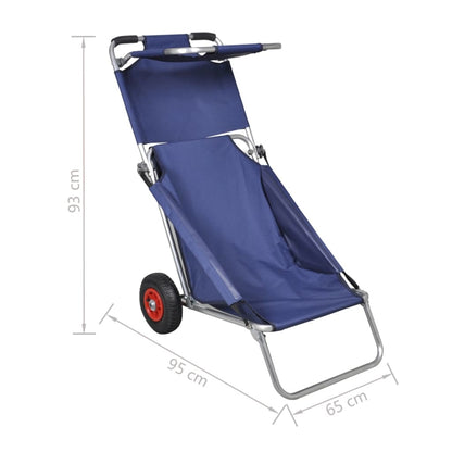 Carrello per la Spiaggia con Ruote Portatile Pieghevole Blu | homemem39