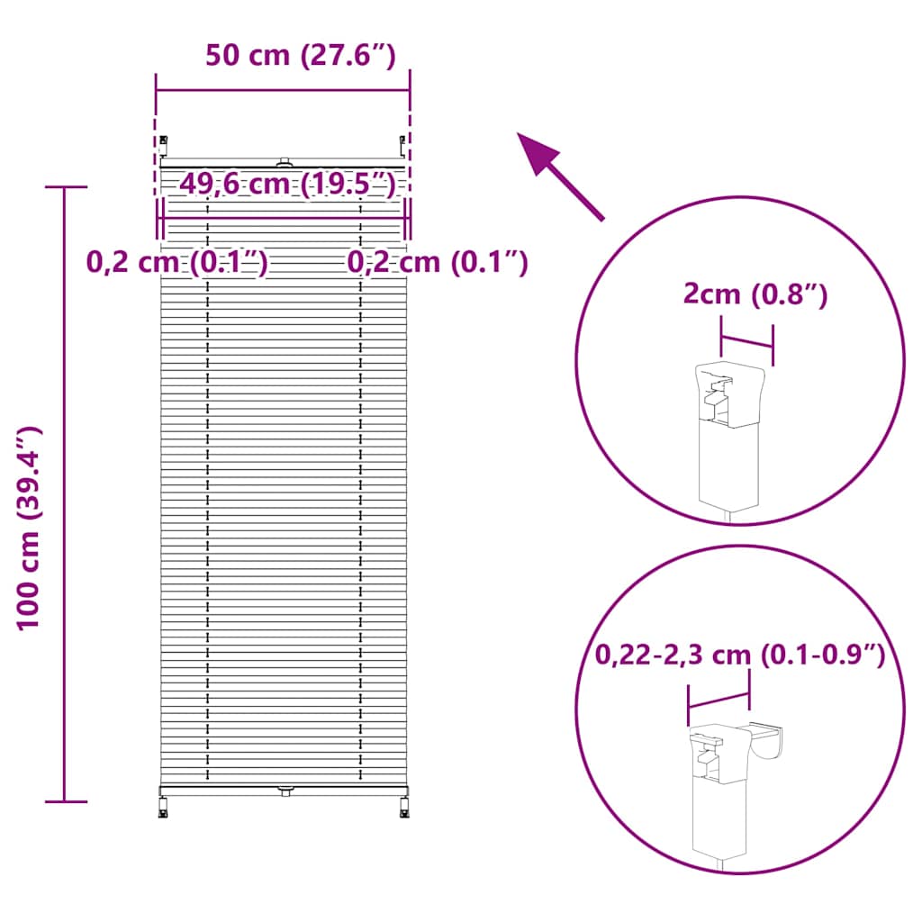 Tenda plissè 50x100cm bianca - homemem39
