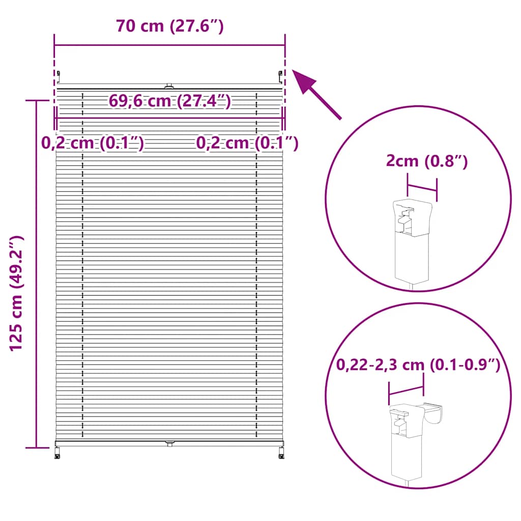 Tenda plissè 70x125cm Crema