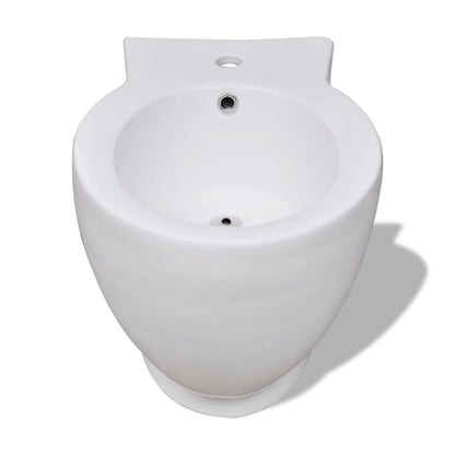 Bidè Rotondo Bianco con Piede di Alta Qualità in Ceramica - homemem39