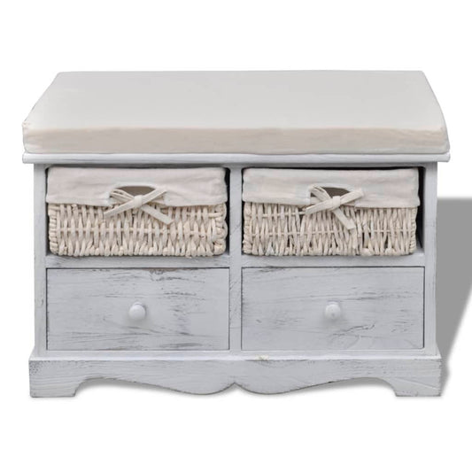 Cassapanca Bianca 62x33x42 cm in Legno di Paulownia | homemem39