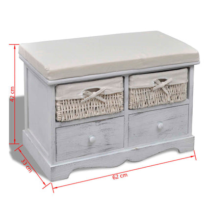 Cassapanca Bianca 62x33x42 cm in Legno di Paulownia | homemem39