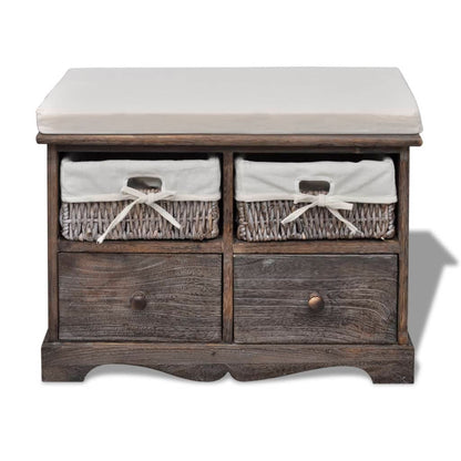 Cassapanca Marrone 62x33x42 cm in Legno di Paulownia | homemem39