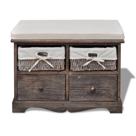 Cassapanca Marrone 62x33x42 cm in Legno di Paulownia | homemem39