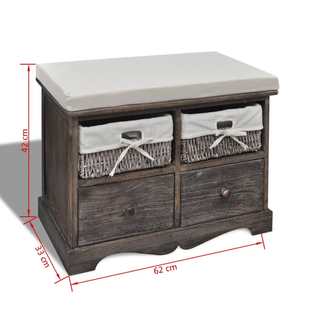 Cassapanca Marrone 62x33x42 cm in Legno di Paulownia | homemem39