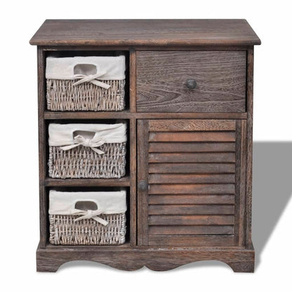 Armadietto in Legno con 3 Cestini Intrecciati Marrone | homemem39