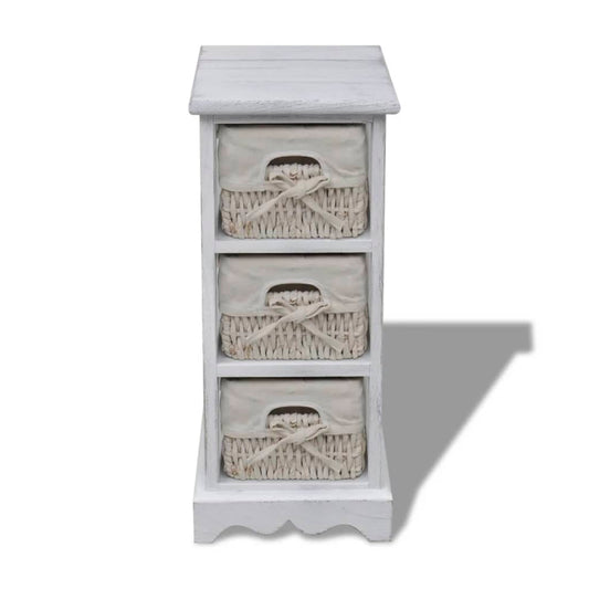 Struttura in Legno con 3 Cestini Intrecciati Bianchi | homemem39