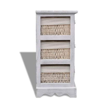 Struttura in Legno con 3 Cestini Intrecciati Bianchi | homemem39