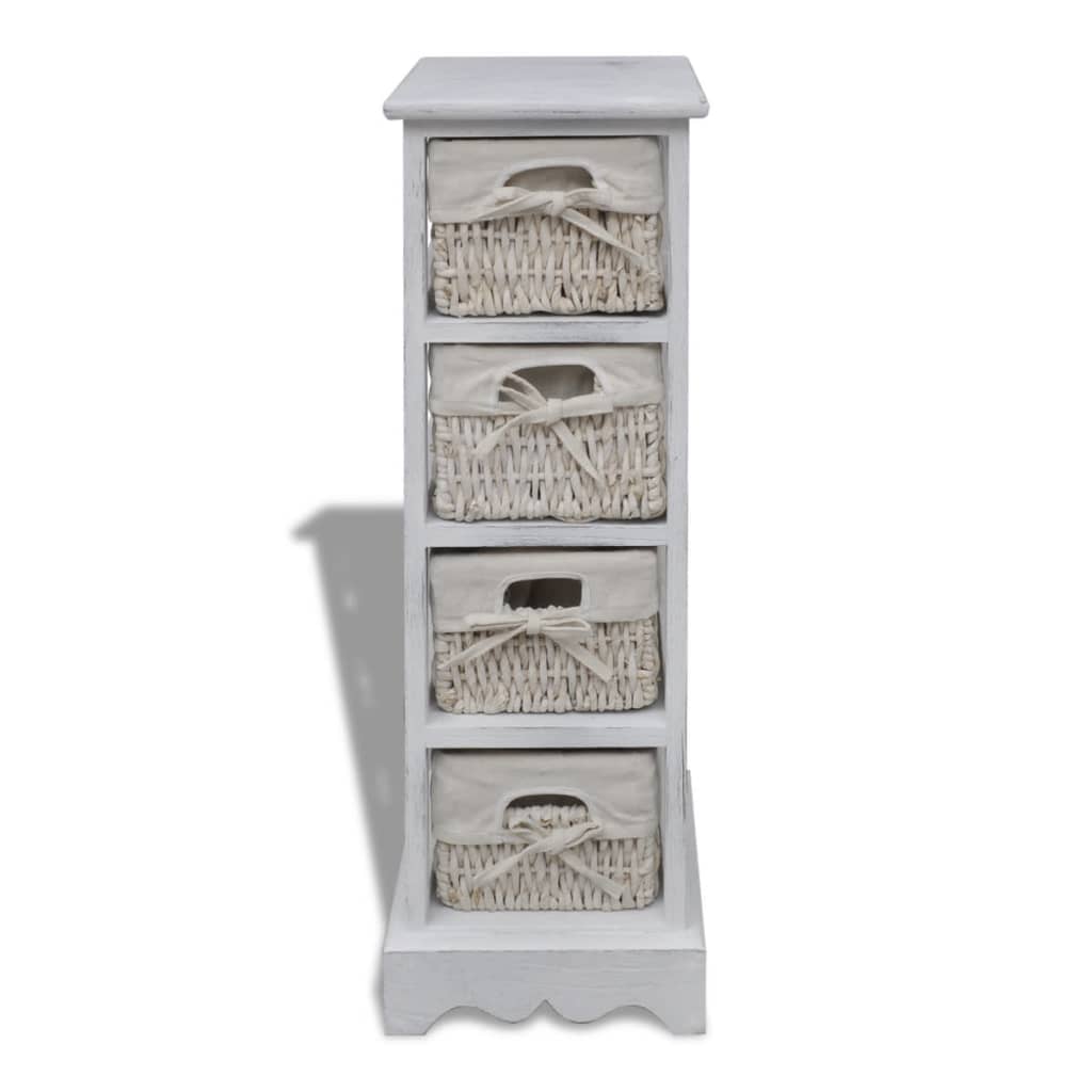 Struttura in Legno con 4 Cestini Intrecciati Bianchi | homemem39