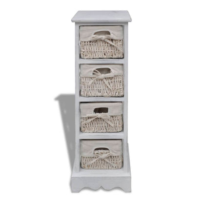 Struttura in Legno con 4 Cestini Intrecciati Bianchi | homemem39