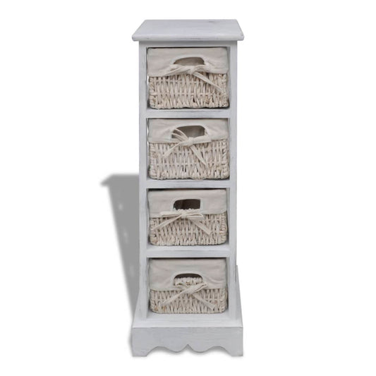 Struttura in Legno con 4 Cestini Intrecciati Bianchi | homemem39
