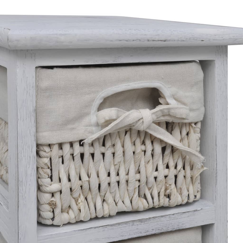 Struttura in Legno con 4 Cestini Intrecciati Bianchi | homemem39