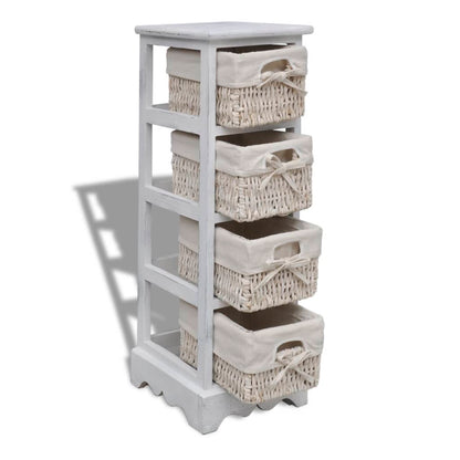 Struttura in Legno con 4 Cestini Intrecciati Bianchi | homemem39