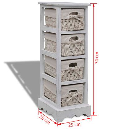 Struttura in Legno con 4 Cestini Intrecciati Bianchi | homemem39
