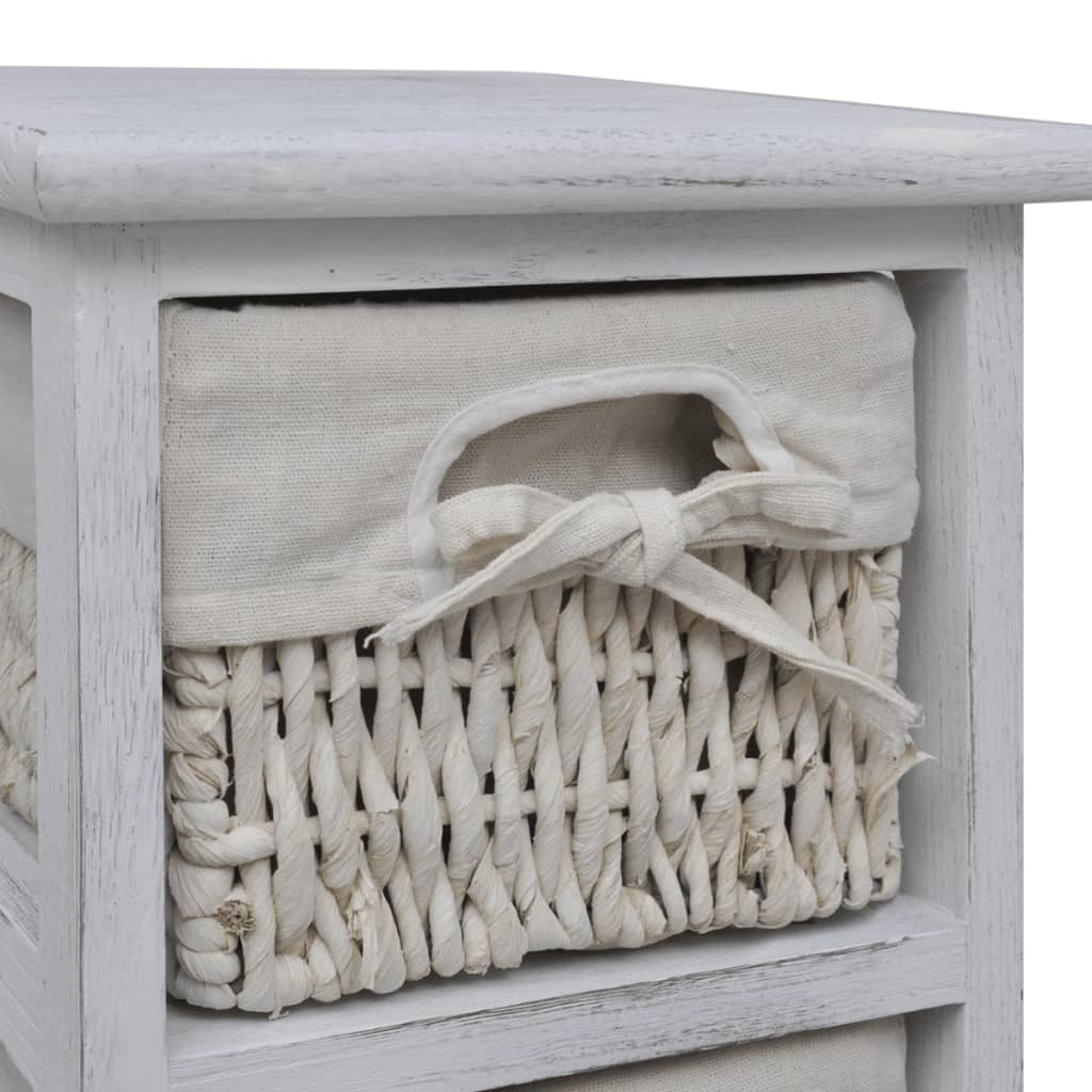 Struttura in Legno con 5 Cestini Intrecciati Bianchi | homemem39