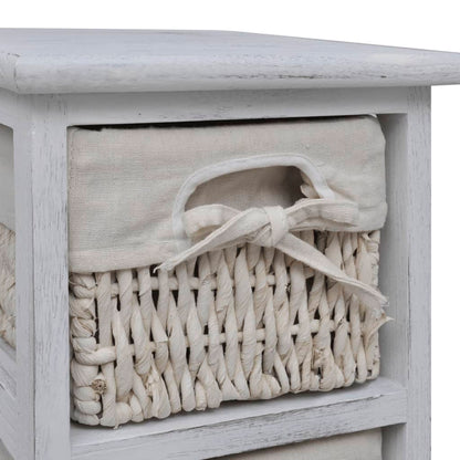 Struttura in Legno con 5 Cestini Intrecciati Bianchi | homemem39