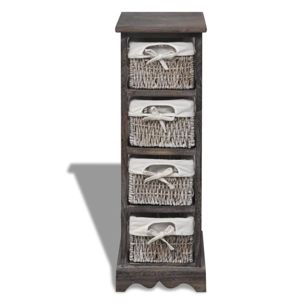 Struttura in Legno con 4 Cestini Intrecciati Marrone | homemem39