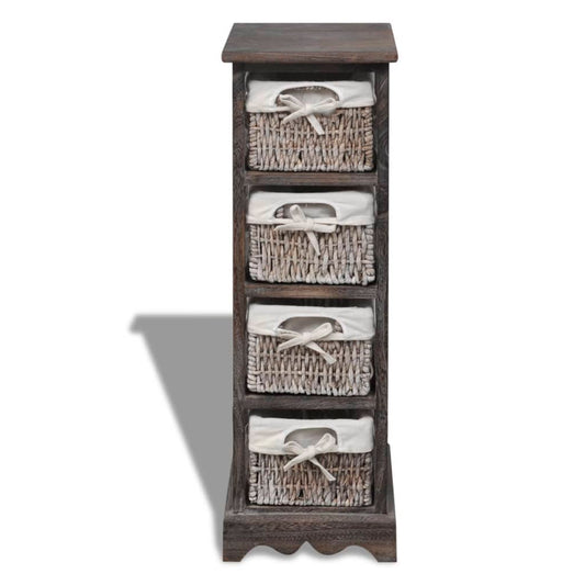Struttura in Legno con 4 Cestini Intrecciati Marrone | homemem39